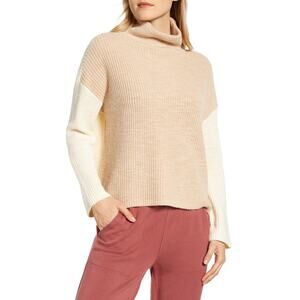 NWT Lou & Grey Colorblock Turtleneck Knit Sweater Size Small